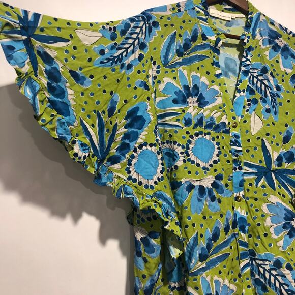 Vera for Anthropologie Valley Flutter-Sleeved Buttondown Multicolor Size XL - Picture 8 of 10